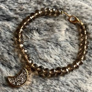 Smokey Gray Glass Bracelet w/ Titanium Druzy Charm